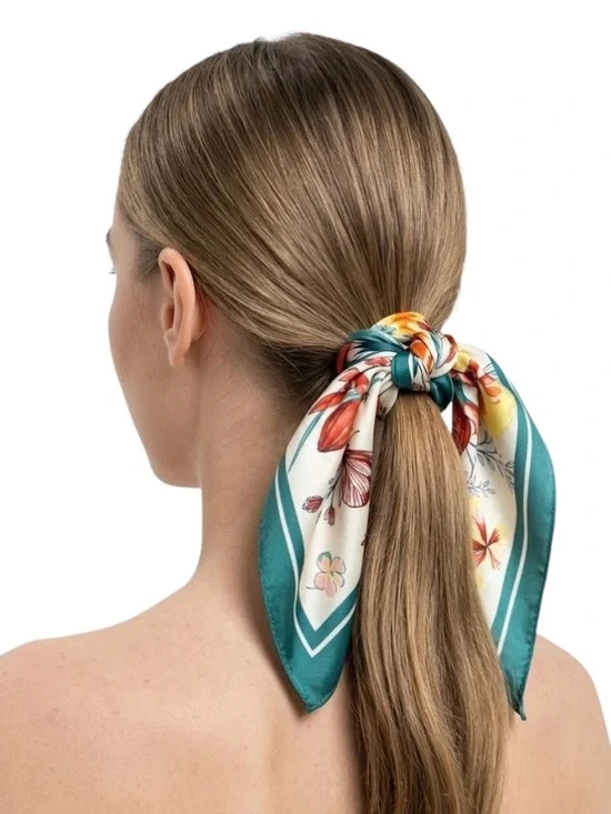 Venetian Garden Teal Square Scarf (NWT) - Picture 15 of 16